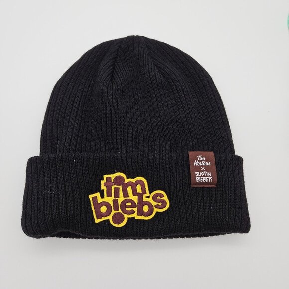 TimBiebs Official Collector Edition Justin Bieber Tim Hortons Beanie Tuque Black - Picture 1 of 7